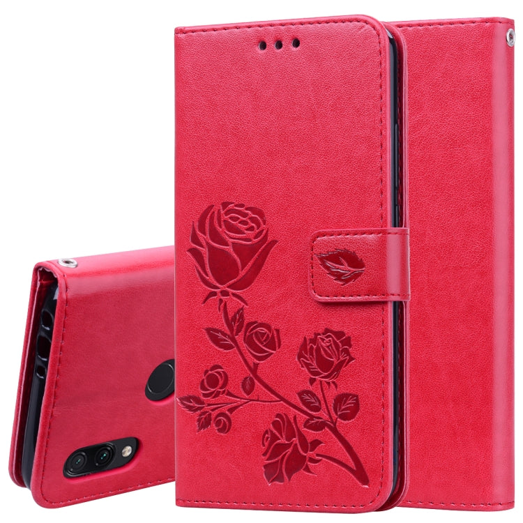 Rose Embossed Horizontal Flip PU Leather Case for Xiaomi Redmi 7, with Holder & Card Slots & Wallet