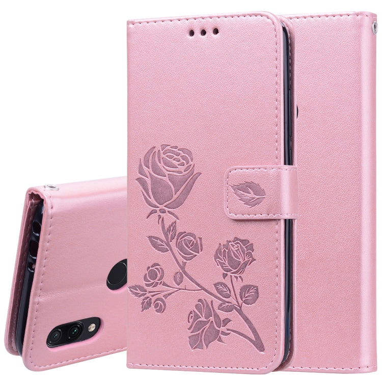 Rose Embossed Horizontal Flip PU Leather Case for Xiaomi Redmi 7, with Holder & Card Slots & Wallet