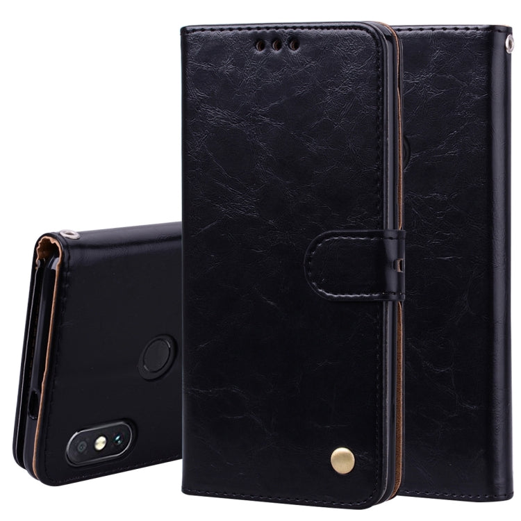 Business Style Oil Wax Texture Horizontal Flip Leather Case for Xiaomi Redmi Note 5 Pro, with Holder & Card Slots & Wallet