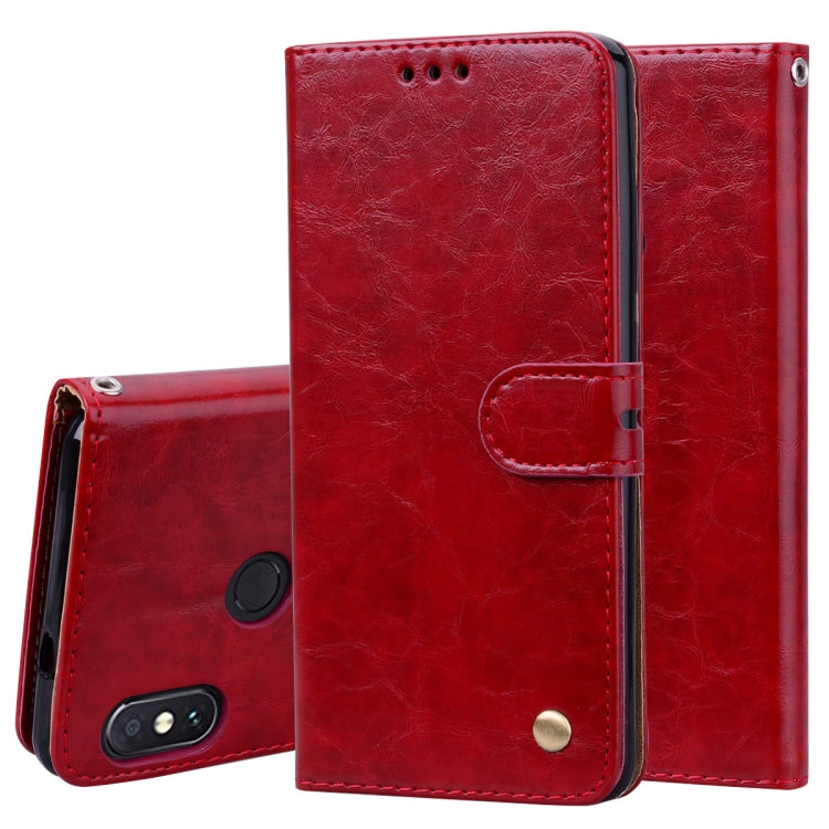 Business Style Oil Wax Texture Horizontal Flip Leather Case for Xiaomi Redmi Note 5 Pro, with Holder & Card Slots & Wallet