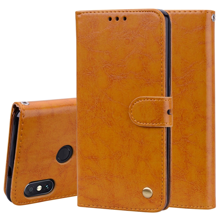Business Style Oil Wax Texture Horizontal Flip Leather Case for Xiaomi Redmi Note 5 Pro, with Holder & Card Slots & Wallet
