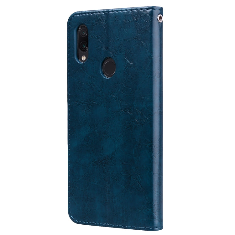 Étui à rabat horizontal en cuir style business, texture huile-cire, avec support, emplacements pour cartes et portefeuille, pour Xiaomi Redmi Note7 et XiaoMi RedMi Note7