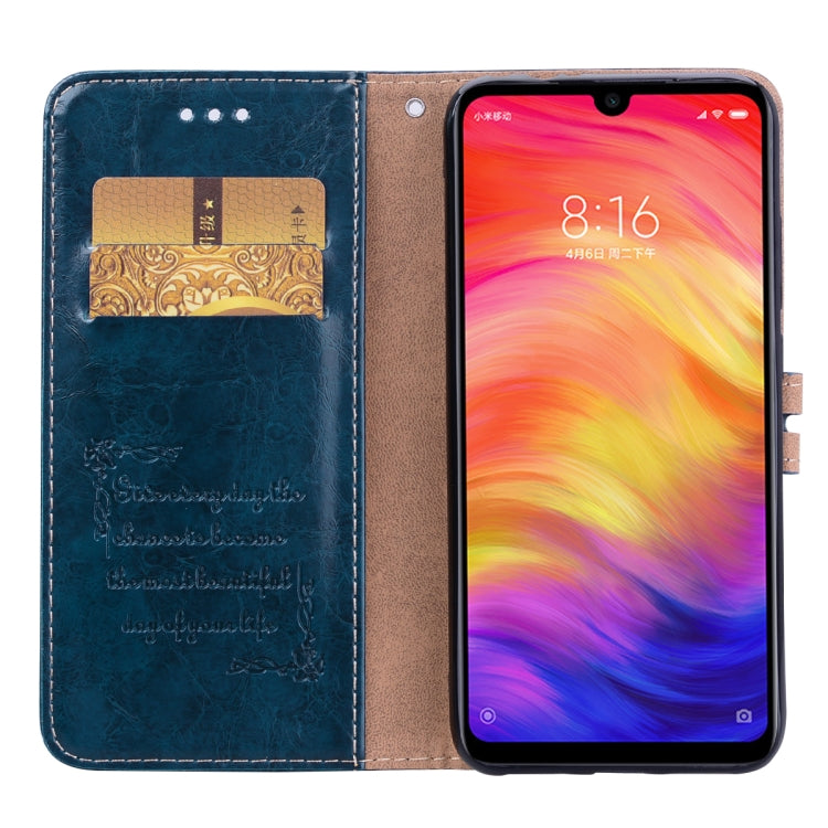 Étui à rabat horizontal en cuir style business, texture huile-cire, avec support, emplacements pour cartes et portefeuille, pour Xiaomi Redmi Note7 et XiaoMi RedMi Note7