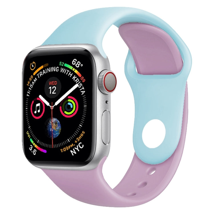 Bracelet de montre en silicone bicolore pour Apple Watch Series 3, 2 et 1 42 mm (bleu clair + rose clair)