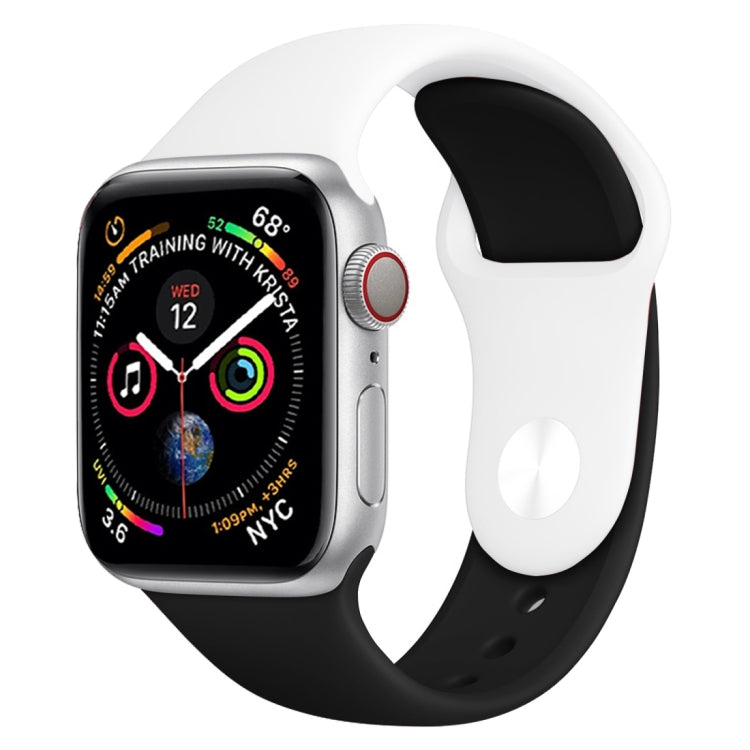 Bracelet de montre en silicone bicolore pour Apple Watch Series 3, 2 et 1 38 mm (blanc + rouge)