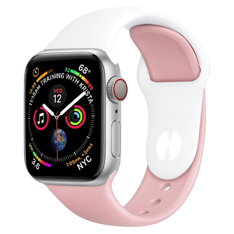Bracelet de montre en silicone bicolore pour Apple Watch Series 3, 2 et 1 38 mm (blanc + rouge)