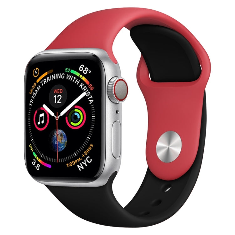 Bracelet de montre en silicone bicolore pour Apple Watch Series 3, 2 et 1 38 mm (blanc + rouge)