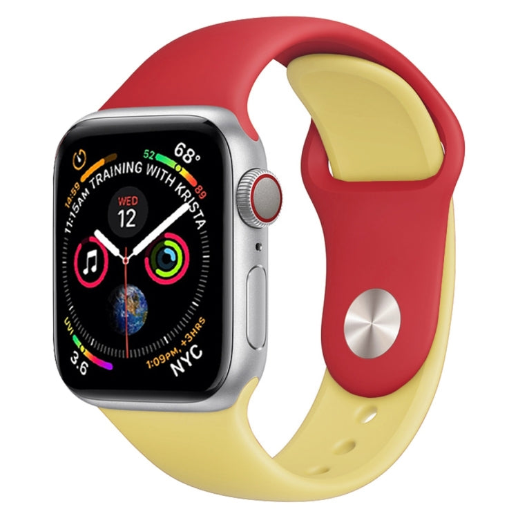 Bracelet de montre en silicone bicolore pour Apple Watch Series 3, 2 et 1 38 mm (blanc + rouge)