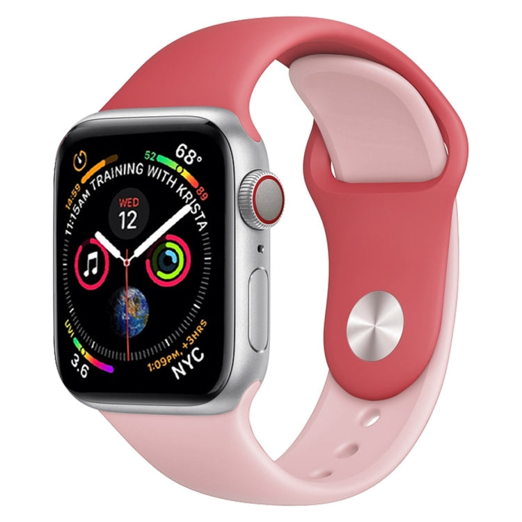 Bracelet de montre en silicone bicolore pour Apple Watch Series 3, 2 et 1 38 mm (blanc + rouge)