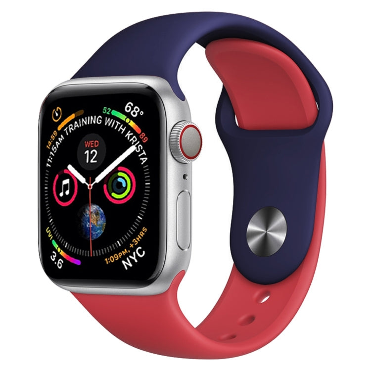 Bracelet de montre en silicone bicolore pour Apple Watch Series 3, 2 et 1 38 mm (blanc + rouge)