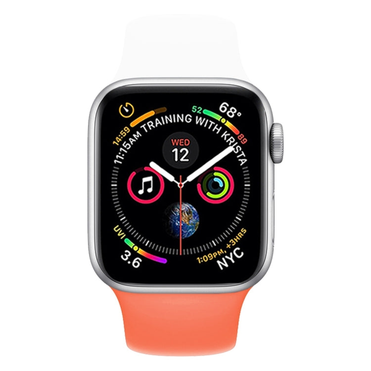 Bracelet de montre en silicone bicolore pour Apple Watch Series 3, 2 et 1 38 mm (blanc + rouge)