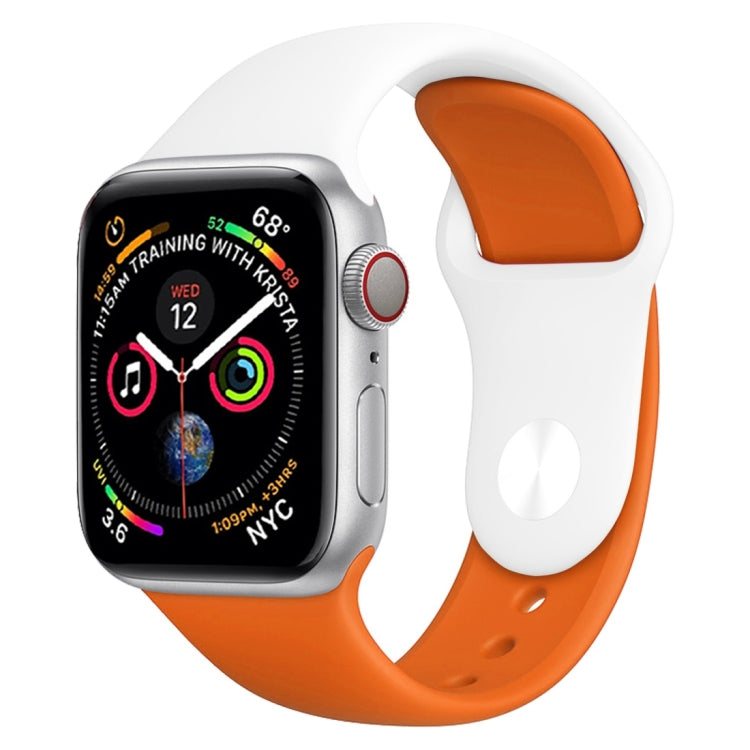 Bracelet de montre en silicone bicolore pour Apple Watch Series 3, 2 et 1 38 mm (blanc + rouge)