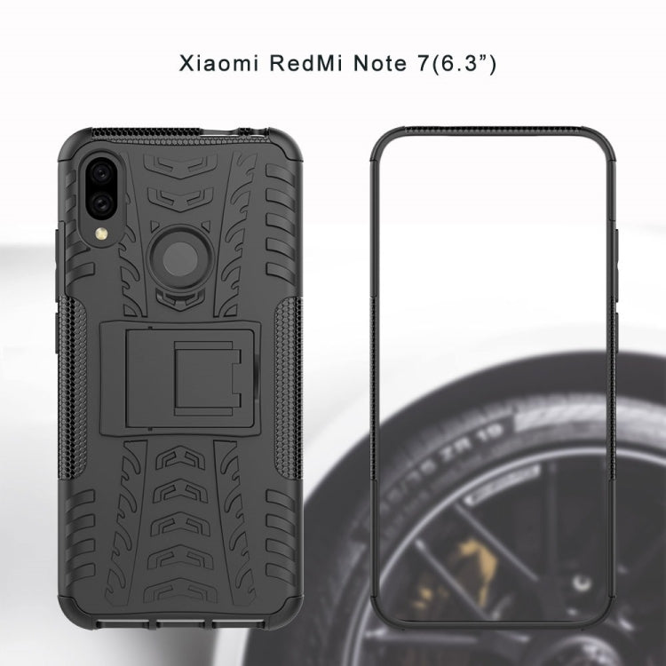 Tire Texture TPU+PC Shockproof Phone Case for Xiaomi Redmi Note 7, with Holder