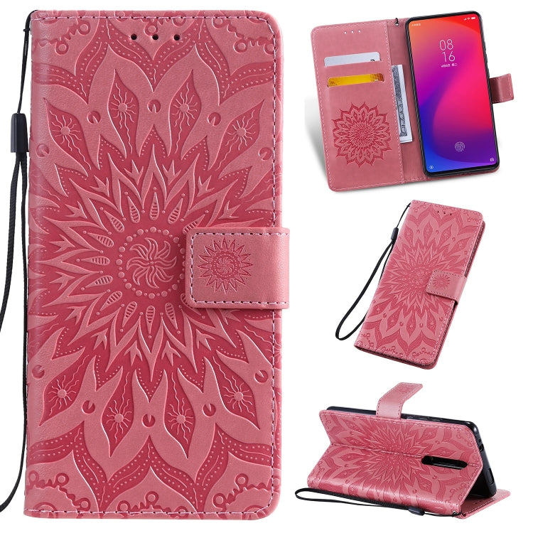 Pressed Printing Sunflower Pattern Horizontal Flip PU Leather Case for Xiaomi Mi 9T & Mi 9T Pro & Redmi K20 & K20 Pro, with Holder & Card Slots & Wallet & Lanyard, For Xiaomi Mi 9T