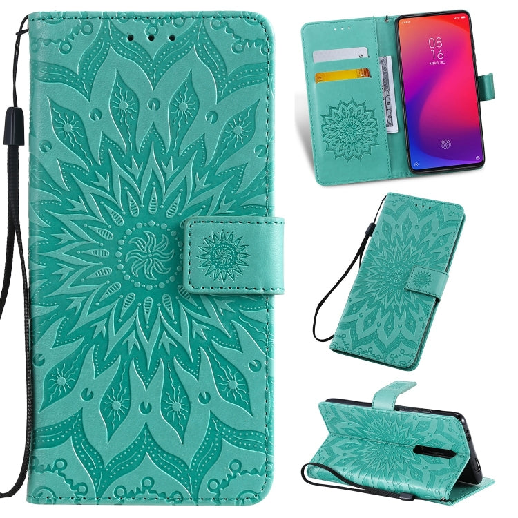 Pressed Printing Sunflower Pattern Horizontal Flip PU Leather Case for Xiaomi Mi 9T & Mi 9T Pro & Redmi K20 & K20 Pro, with Holder & Card Slots & Wallet & Lanyard, For Xiaomi Mi 9T