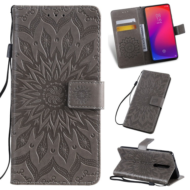 Pressed Printing Sunflower Pattern Horizontal Flip PU Leather Case for Xiaomi Mi 9T & Mi 9T Pro & Redmi K20 & K20 Pro, with Holder & Card Slots & Wallet & Lanyard, For Xiaomi Mi 9T
