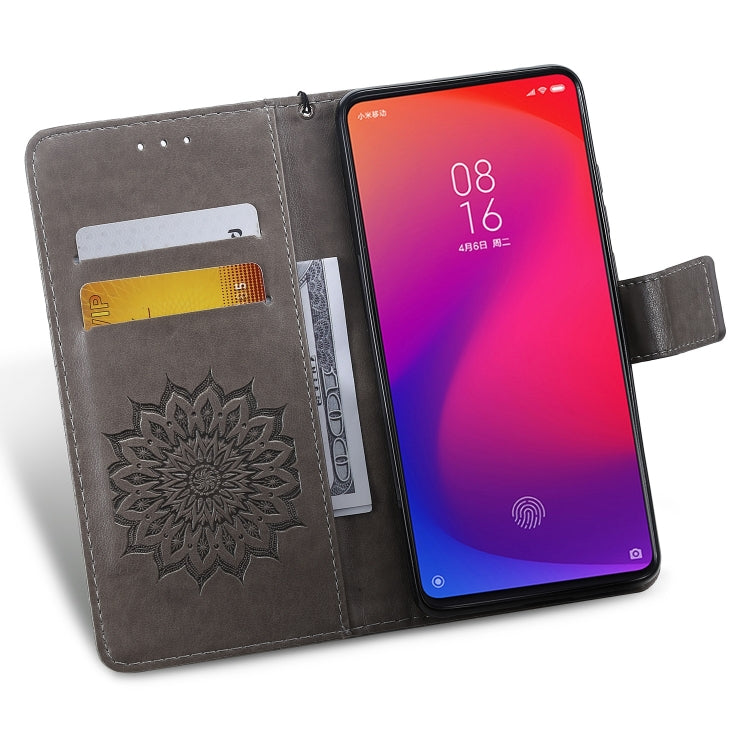 Pressed Printing Sunflower Pattern Horizontal Flip PU Leather Case for Xiaomi Mi 9T & Mi 9T Pro & Redmi K20 & K20 Pro, with Holder & Card Slots & Wallet & Lanyard, For Xiaomi Mi 9T