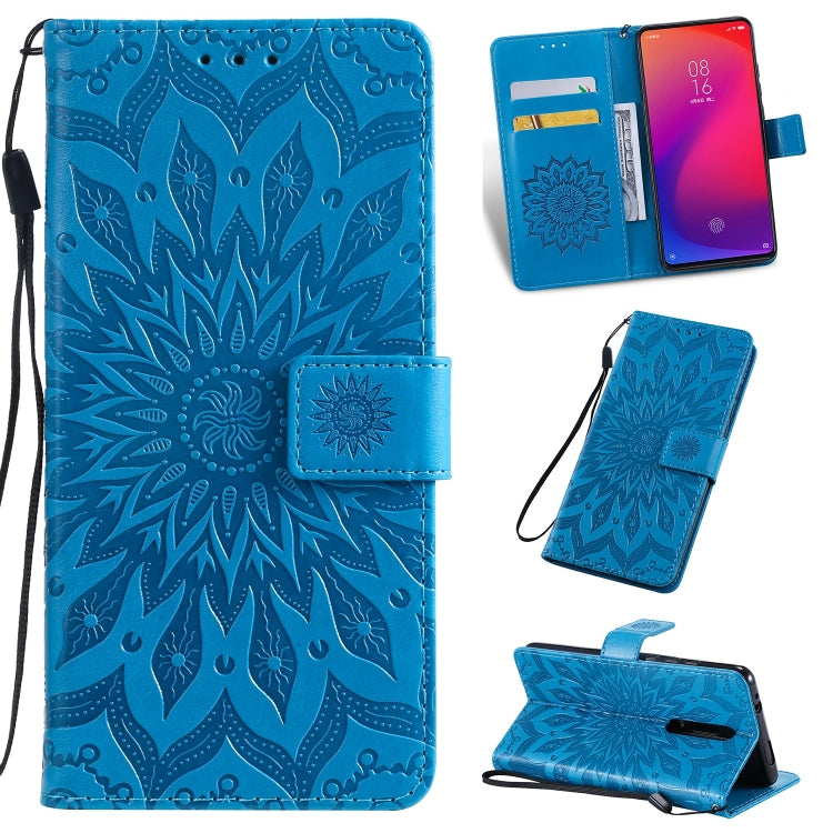 Pressed Printing Sunflower Pattern Horizontal Flip PU Leather Case for Xiaomi Mi 9T & Mi 9T Pro & Redmi K20 & K20 Pro, with Holder & Card Slots & Wallet & Lanyard, For Xiaomi Mi 9T