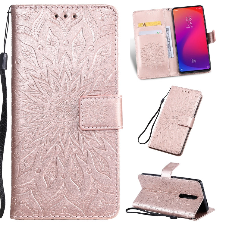 Pressed Printing Sunflower Pattern Horizontal Flip PU Leather Case for Xiaomi Mi 9T & Mi 9T Pro & Redmi K20 & K20 Pro, with Holder & Card Slots & Wallet & Lanyard, For Xiaomi Mi 9T