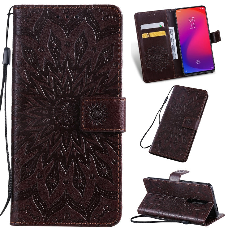 Pressed Printing Sunflower Pattern Horizontal Flip PU Leather Case for Xiaomi Mi 9T & Mi 9T Pro & Redmi K20 & K20 Pro, with Holder & Card Slots & Wallet & Lanyard, For Xiaomi Mi 9T