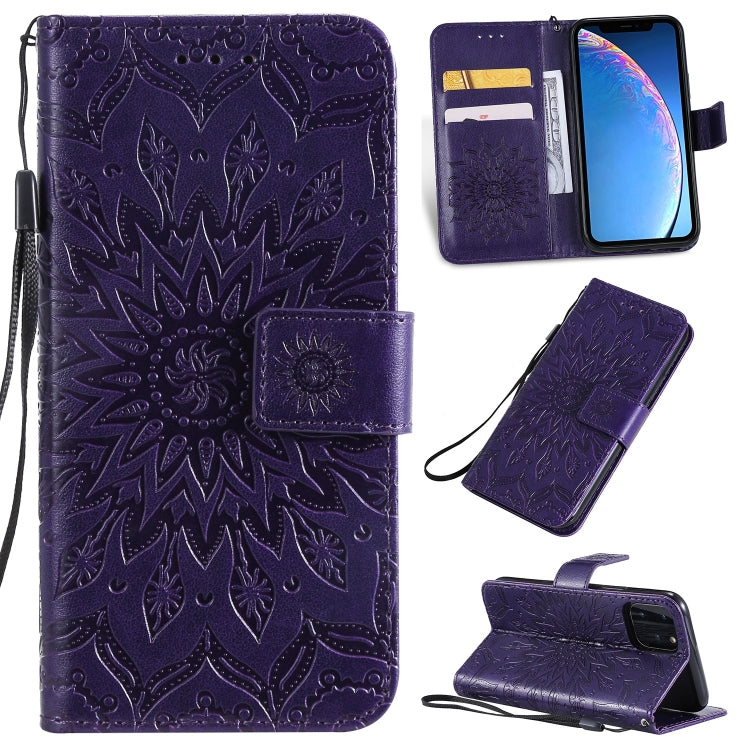 For iPhone 11 Pro Pressed Printing Sunflower Pattern Horizontal Flip PU Leather Case , with Holder & Card Slots & Wallet & Lanyard, For iPhone 11 Pro