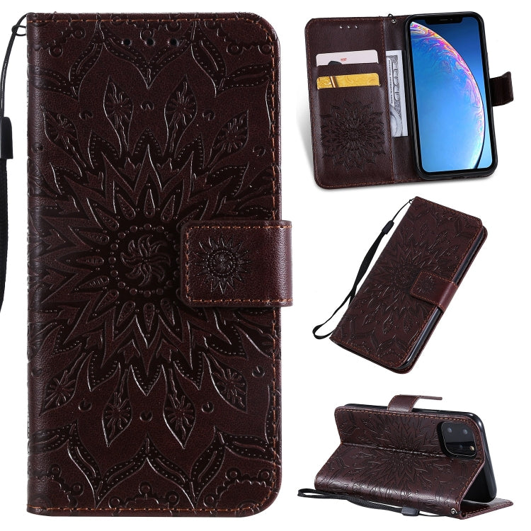For iPhone 11 Pro Pressed Printing Sunflower Pattern Horizontal Flip PU Leather Case , with Holder & Card Slots & Wallet & Lanyard, For iPhone 11 Pro
