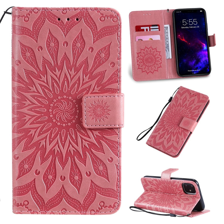 For iPhone 11 Pressed Printing Sunflower Pattern Horizontal Flip PU Leather Case , with Holder & Card Slots & Wallet & Lanyard, For iPhone 11