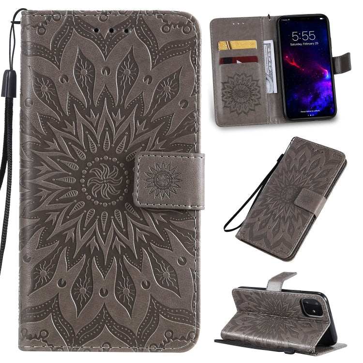 For iPhone 11 Pressed Printing Sunflower Pattern Horizontal Flip PU Leather Case , with Holder & Card Slots & Wallet & Lanyard, For iPhone 11