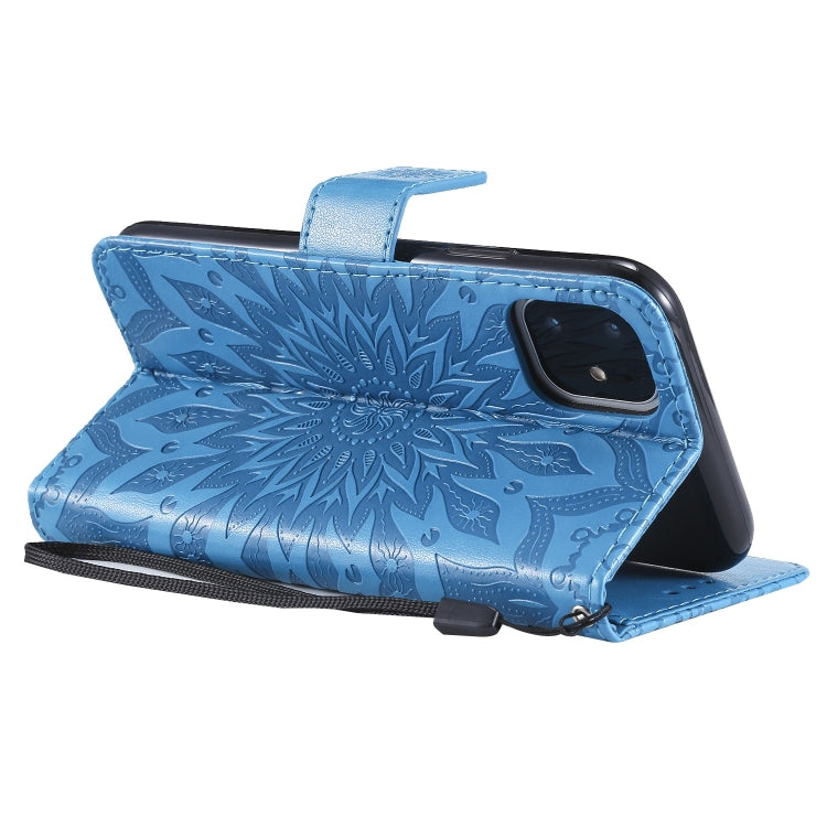 For iPhone 11 Pressed Printing Sunflower Pattern Horizontal Flip PU Leather Case , with Holder & Card Slots & Wallet & Lanyard, For iPhone 11
