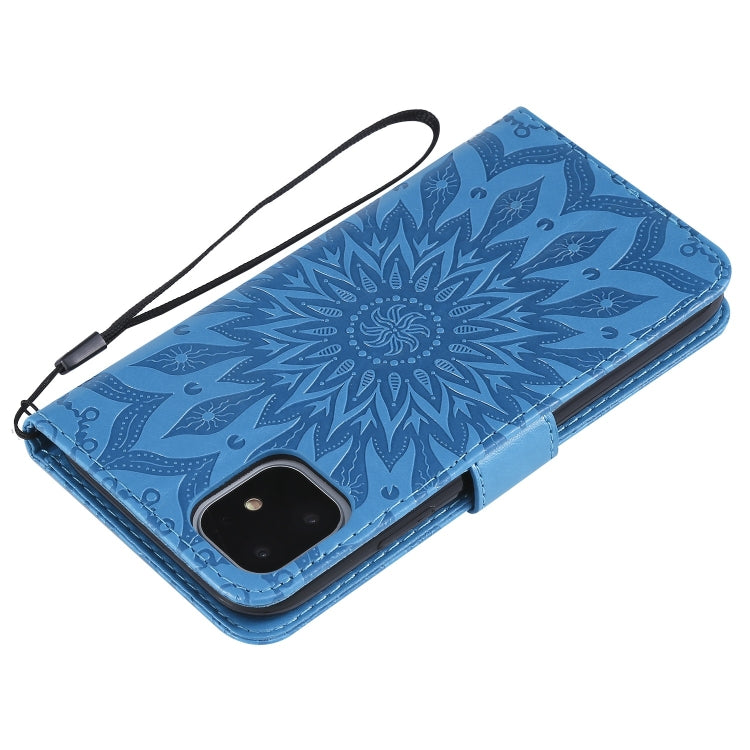 For iPhone 11 Pressed Printing Sunflower Pattern Horizontal Flip PU Leather Case , with Holder & Card Slots & Wallet & Lanyard, For iPhone 11