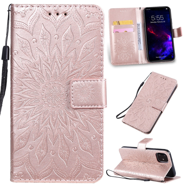 For iPhone 11 Pressed Printing Sunflower Pattern Horizontal Flip PU Leather Case , with Holder & Card Slots & Wallet & Lanyard, For iPhone 11