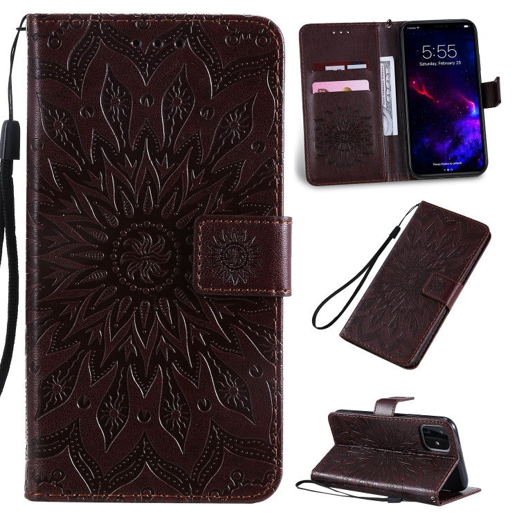 For iPhone 11 Pressed Printing Sunflower Pattern Horizontal Flip PU Leather Case , with Holder & Card Slots & Wallet & Lanyard, For iPhone 11