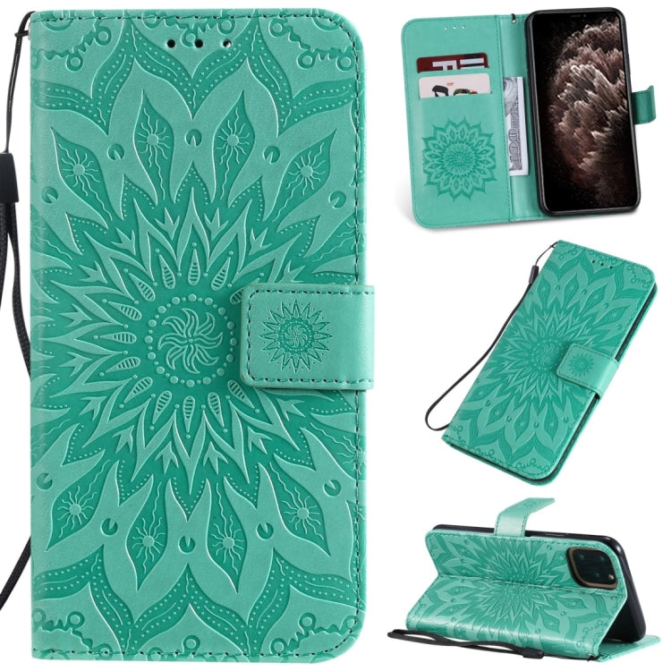 For iPhone 11 Pro Max Pressed Printing Sunflower Pattern Horizontal Flip PU Leather Case , with Holder & Card Slots & Wallet & & Lanyard, For iPhone 11 Pro Max