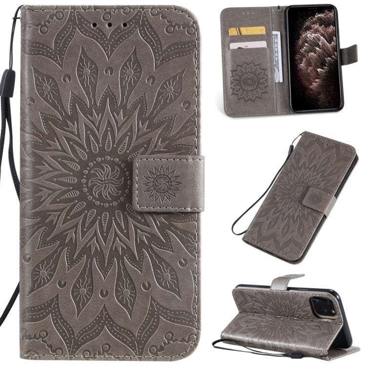 For iPhone 11 Pro Max Pressed Printing Sunflower Pattern Horizontal Flip PU Leather Case , with Holder & Card Slots & Wallet & & Lanyard, For iPhone 11 Pro Max