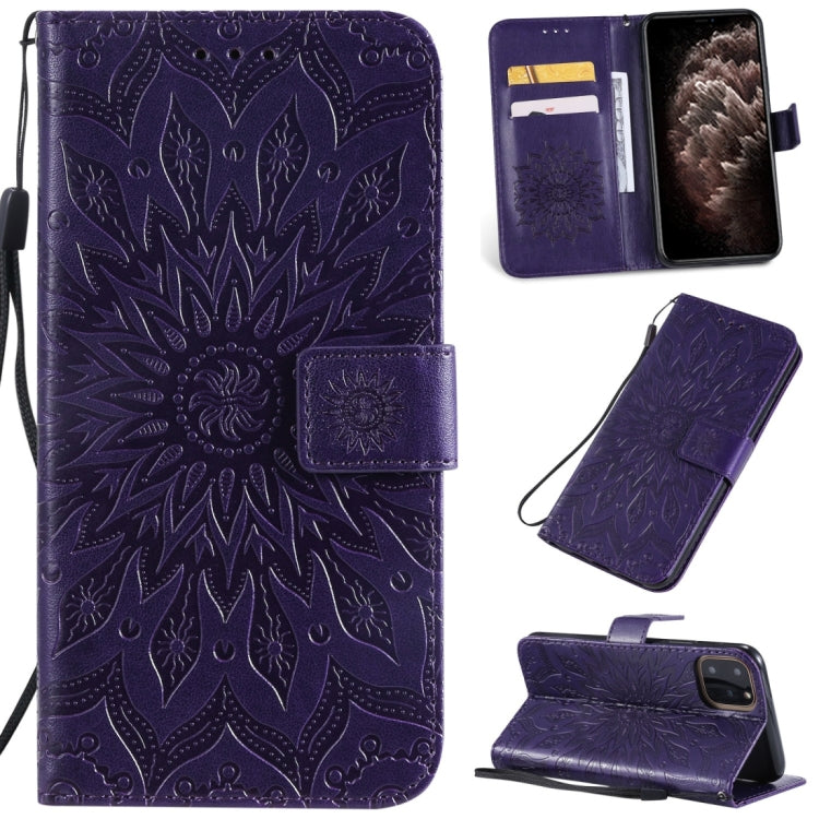For iPhone 11 Pro Max Pressed Printing Sunflower Pattern Horizontal Flip PU Leather Case , with Holder & Card Slots & Wallet & & Lanyard, For iPhone 11 Pro Max