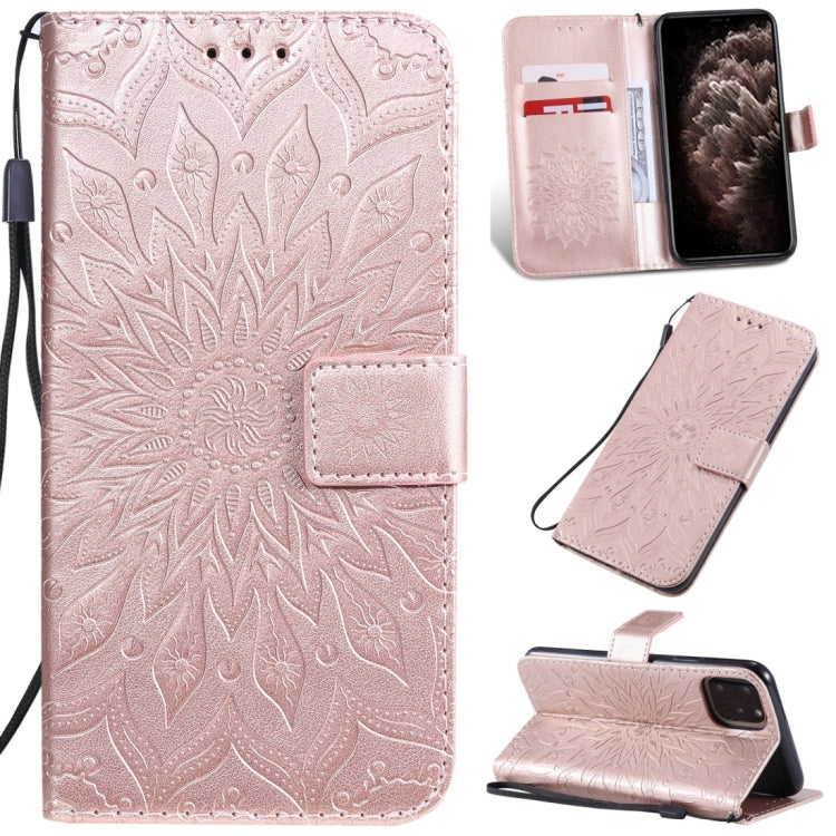 For iPhone 11 Pro Max Pressed Printing Sunflower Pattern Horizontal Flip PU Leather Case , with Holder & Card Slots & Wallet & & Lanyard, For iPhone 11 Pro Max
