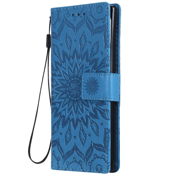 Pressed Printing Sunflower Pattern Horizontal Flip PU Leather Case for Galaxy Note 10, with Holder & Card Slots & Wallet & Lanyard, For Galaxy Note 10