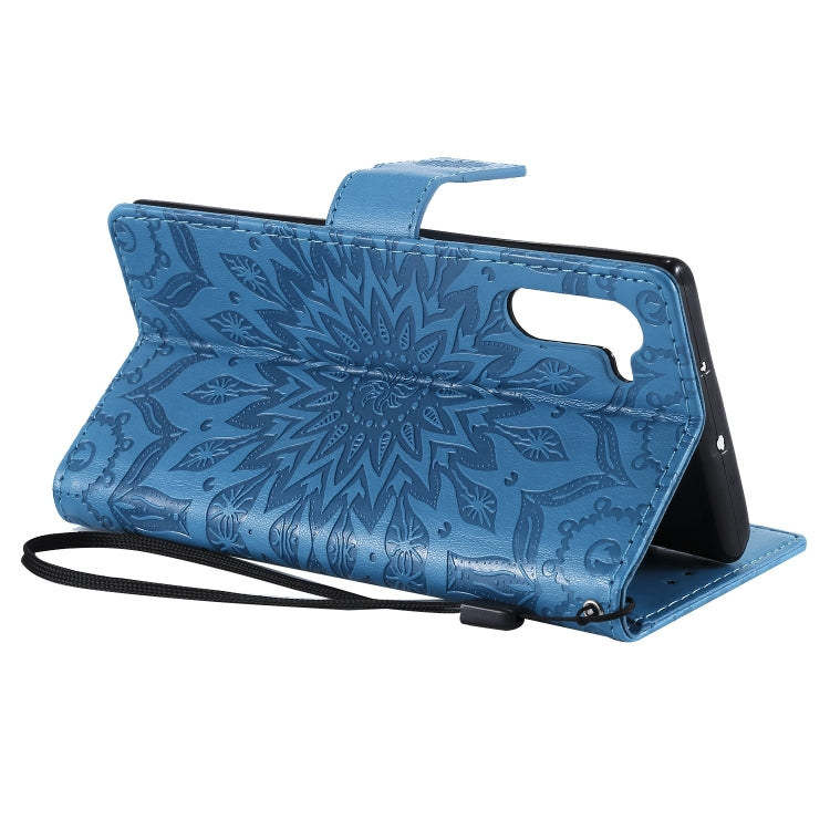 Pressed Printing Sunflower Pattern Horizontal Flip PU Leather Case for Galaxy Note 10, with Holder & Card Slots & Wallet & Lanyard, For Galaxy Note 10