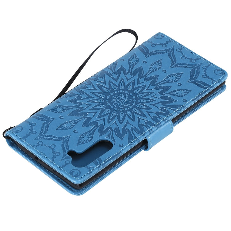 Pressed Printing Sunflower Pattern Horizontal Flip PU Leather Case for Galaxy Note 10, with Holder & Card Slots & Wallet & Lanyard, For Galaxy Note 10