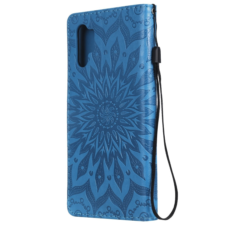 Pressed Printing Sunflower Pattern Horizontal Flip PU Leather Case for Galaxy Note 10+ / Note 10 Pro, with Holder & Card Slots & Wallet & Lanyard, For Galaxy Note 10+