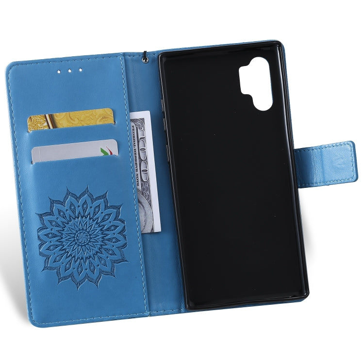 Pressed Printing Sunflower Pattern Horizontal Flip PU Leather Case for Galaxy Note 10+ / Note 10 Pro, with Holder & Card Slots & Wallet & Lanyard, For Galaxy Note 10+