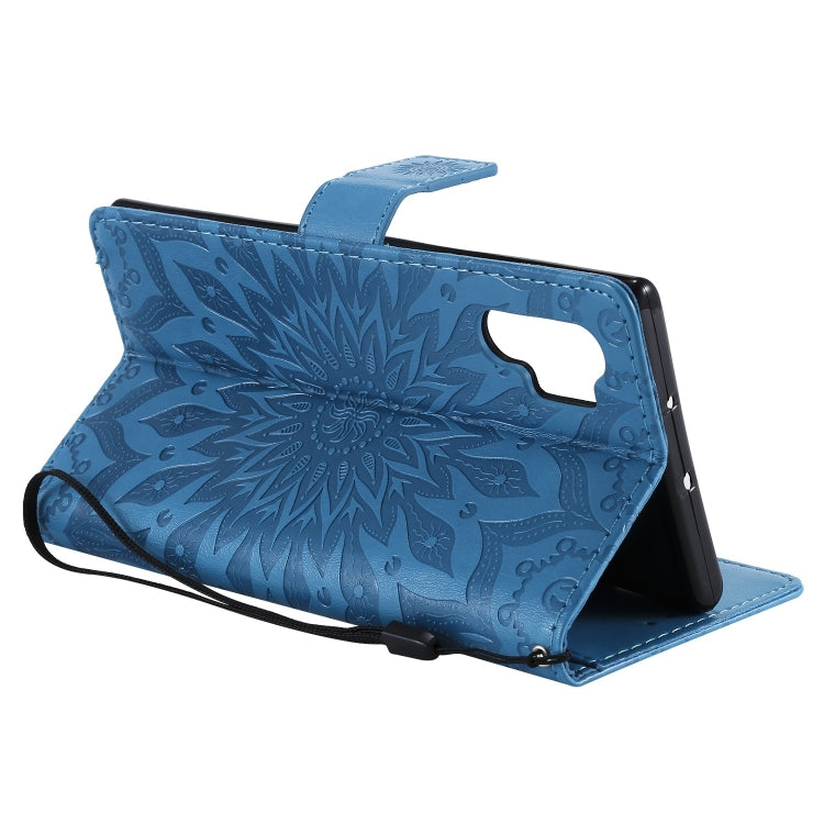 Pressed Printing Sunflower Pattern Horizontal Flip PU Leather Case for Galaxy Note 10+ / Note 10 Pro, with Holder & Card Slots & Wallet & Lanyard, For Galaxy Note 10+