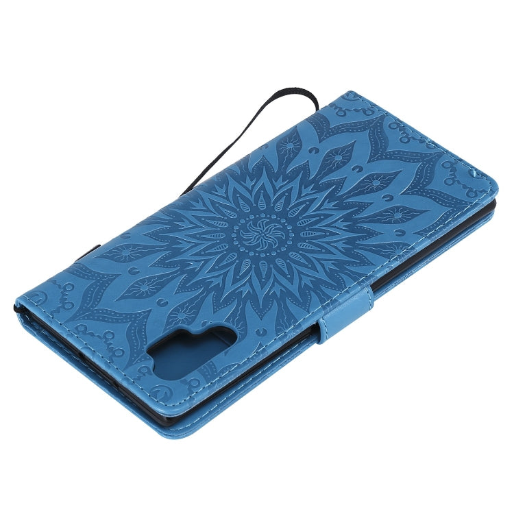 Pressed Printing Sunflower Pattern Horizontal Flip PU Leather Case for Galaxy Note 10+ / Note 10 Pro, with Holder & Card Slots & Wallet & Lanyard, For Galaxy Note 10+