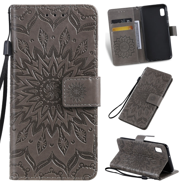 Pressed Printing Sunflower Pattern Horizontal Flip PU Leather Case for Galaxy A10e, with Holder & Card Slots & Wallet & Lanyard, For Galaxy A10e