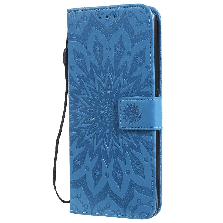 Pressed Printing Sunflower Pattern Horizontal Flip PU Leather Case for Galaxy A80, with Holder & Card Slots & Wallet & Lanyard, For Galaxy A80