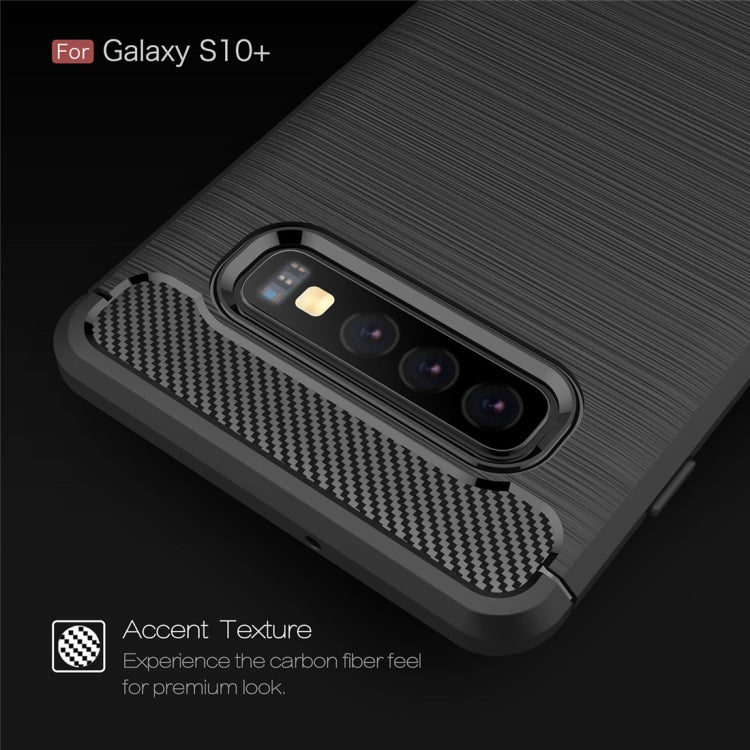 Brushed Texture Carbon Fiber TPU Case for Galaxy S10+, For Galaxy S10+ (Black), For Samsung Galaxy S10+, Galaxy S10+