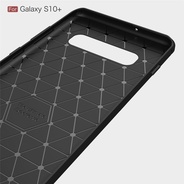 Brushed Texture Carbon Fiber TPU Case for Galaxy S10+, For Galaxy S10+ (Black), For Samsung Galaxy S10+, Galaxy S10+