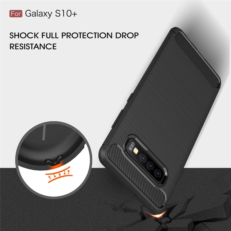 Brushed Texture Carbon Fiber TPU Case for Galaxy S10+, For Galaxy S10+ (Black), For Samsung Galaxy S10+, Galaxy S10+
