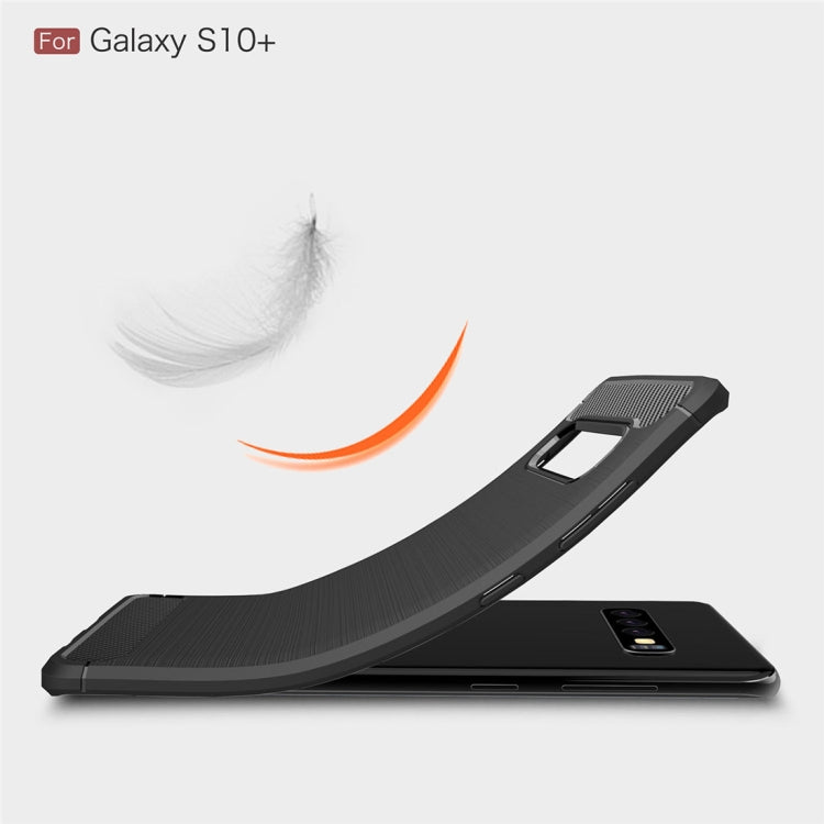 Brushed Texture Carbon Fiber TPU Case for Galaxy S10+, For Galaxy S10+ (Black), For Samsung Galaxy S10+, Galaxy S10+
