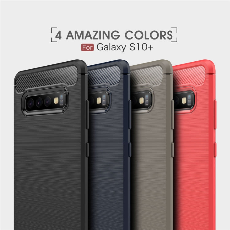 Brushed Texture Carbon Fiber TPU Case for Galaxy S10+, For Galaxy S10+ (Black), For Samsung Galaxy S10+, Galaxy S10+